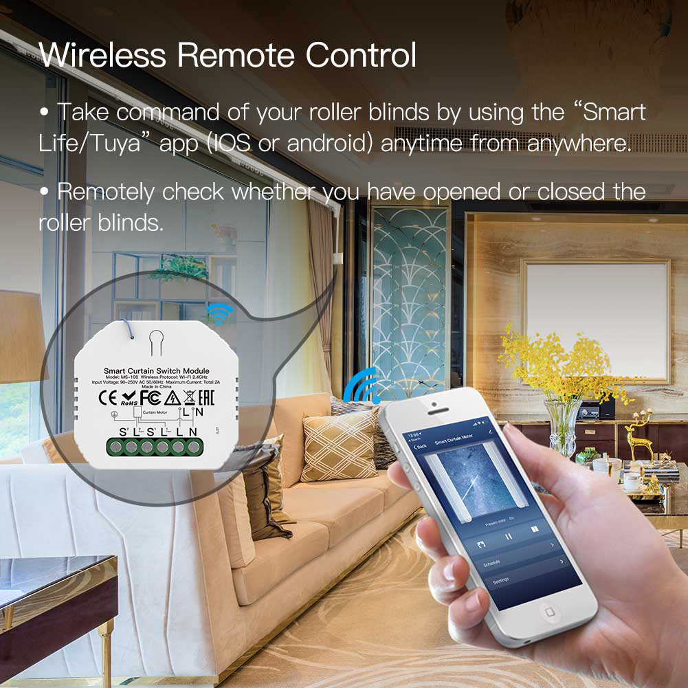 Smart WiFi 1 Gang Curtain Blind Switch Module for Roller Shutter