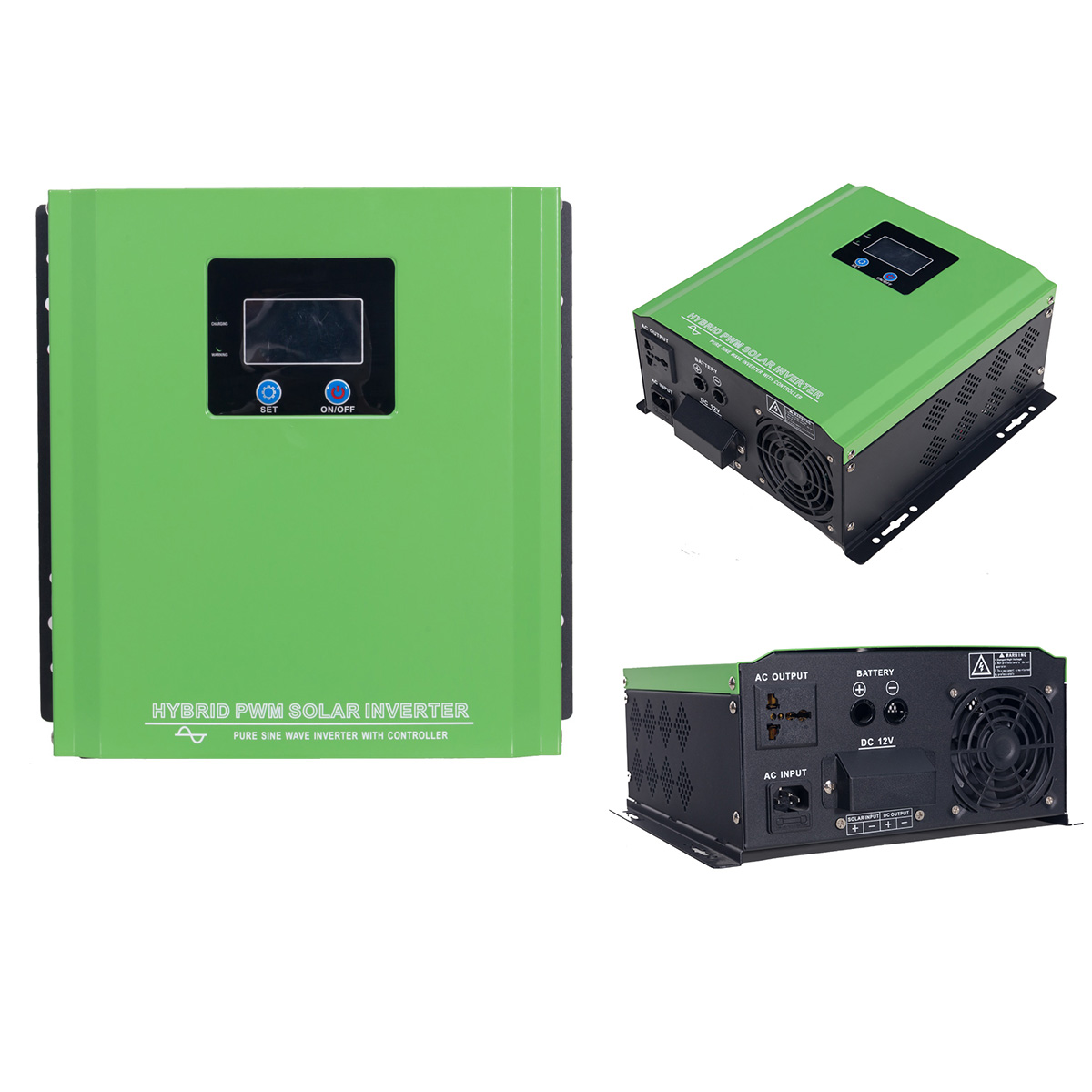1200W Hybrid Power Inverter with PMW Controller Charger Solar Power System LCD+LED Display
