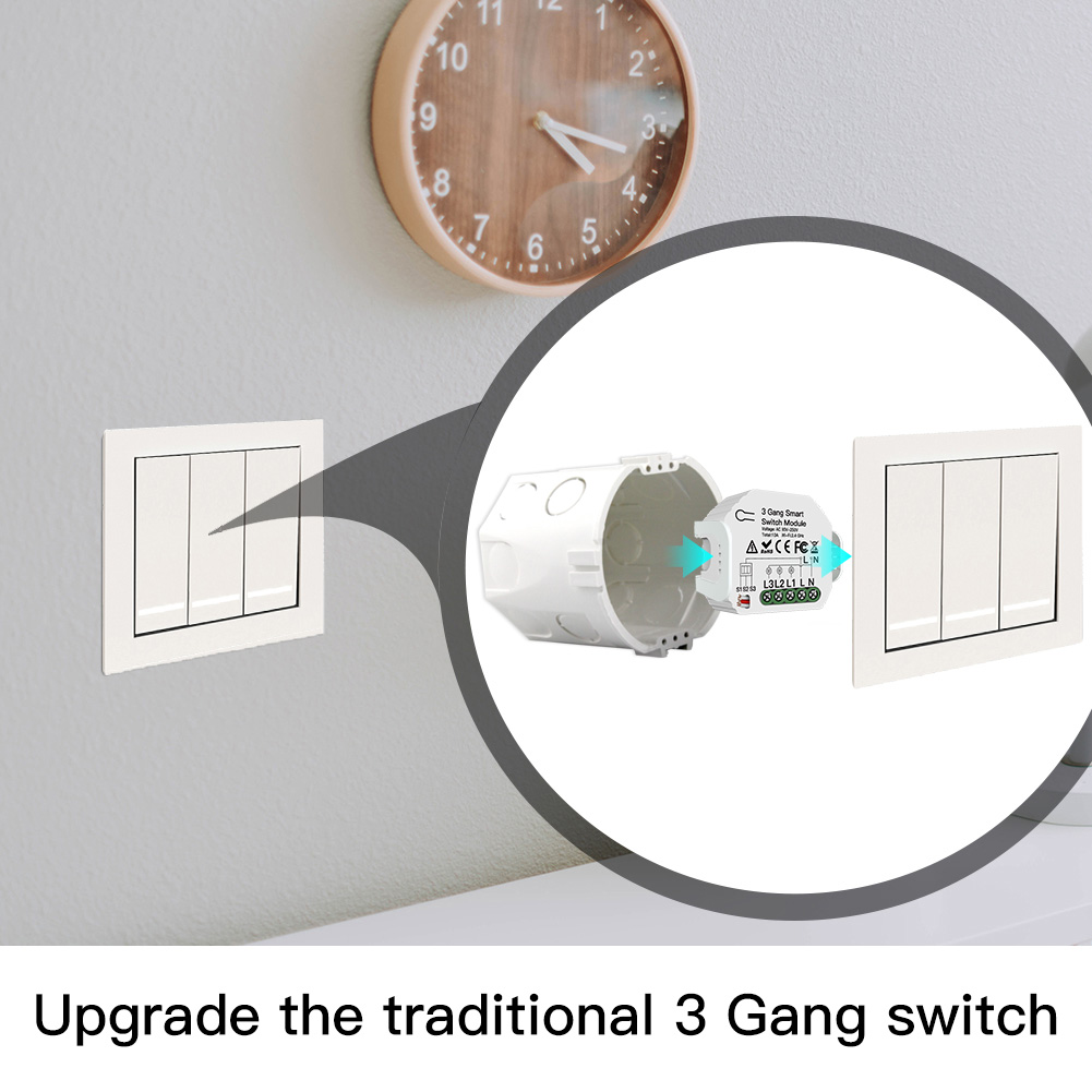 3 gang WiFi Light Switch Module Mini Hidden Type 