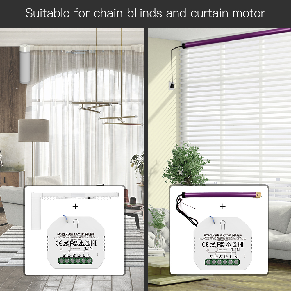 Smart WiFi 1 Gang Curtain Blind Switch Module for Roller Shutter